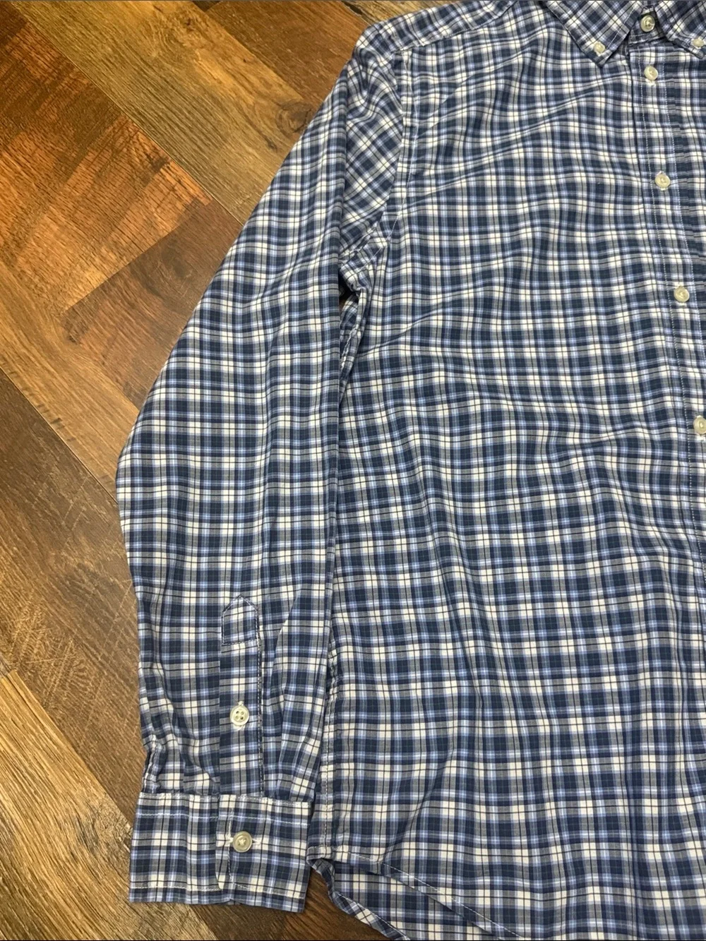 Ralph Lauren Natural Stretch Plaid Button Down Shirt Boys XL 18-20 Blue